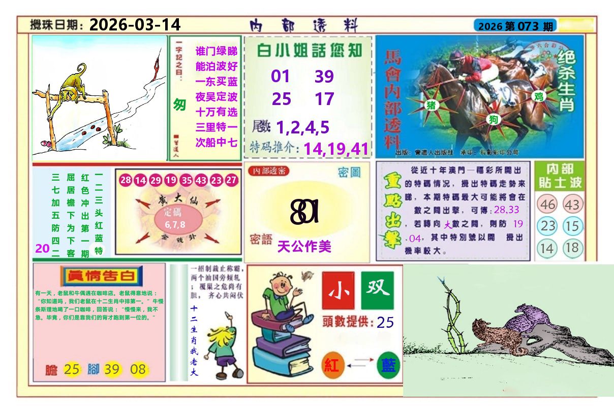 澳门内部透料A 第73期