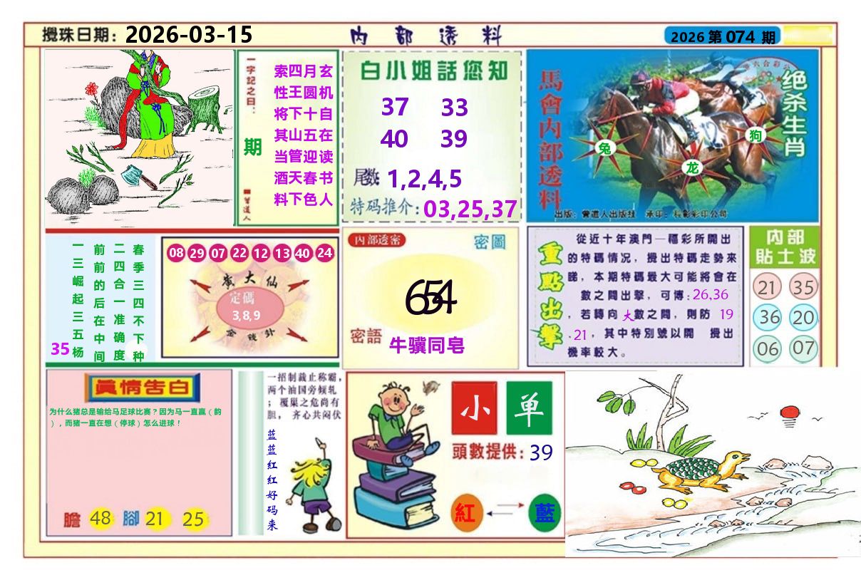 澳门内部透料A 第74期