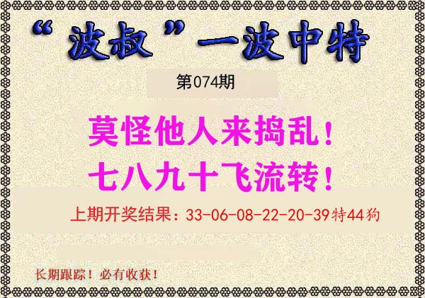 波叔中特 第74期