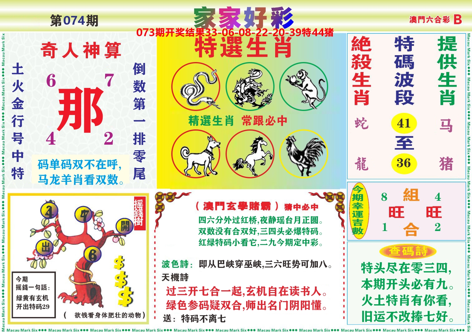 家家好彩B 第74期