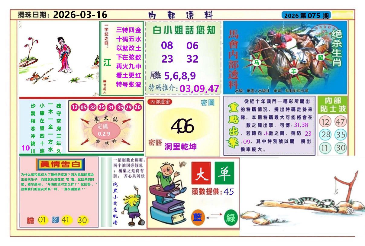 澳门内部透料A 第75期