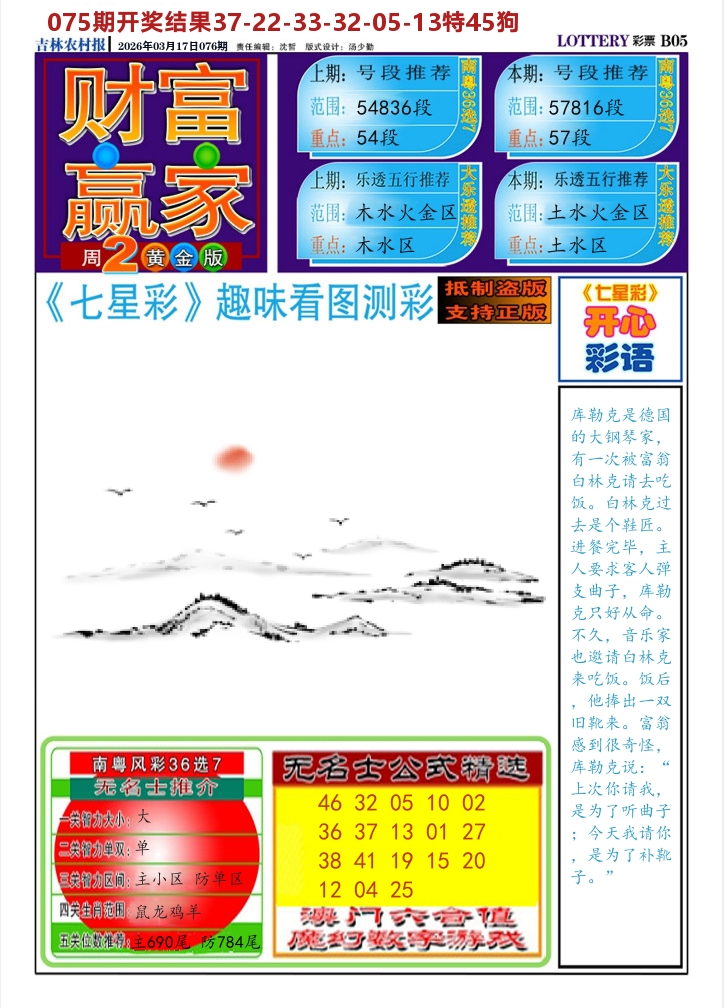七星彩图A 第76期