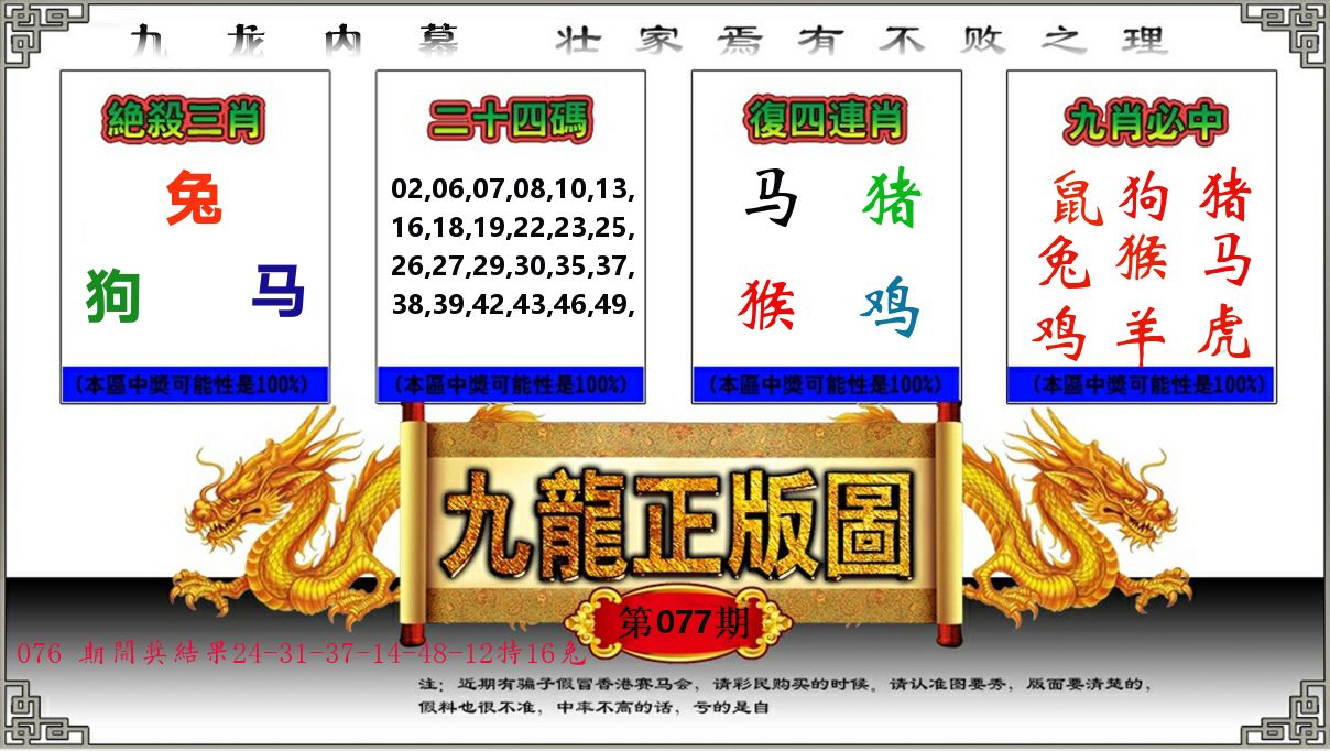九龙正版图 第77期