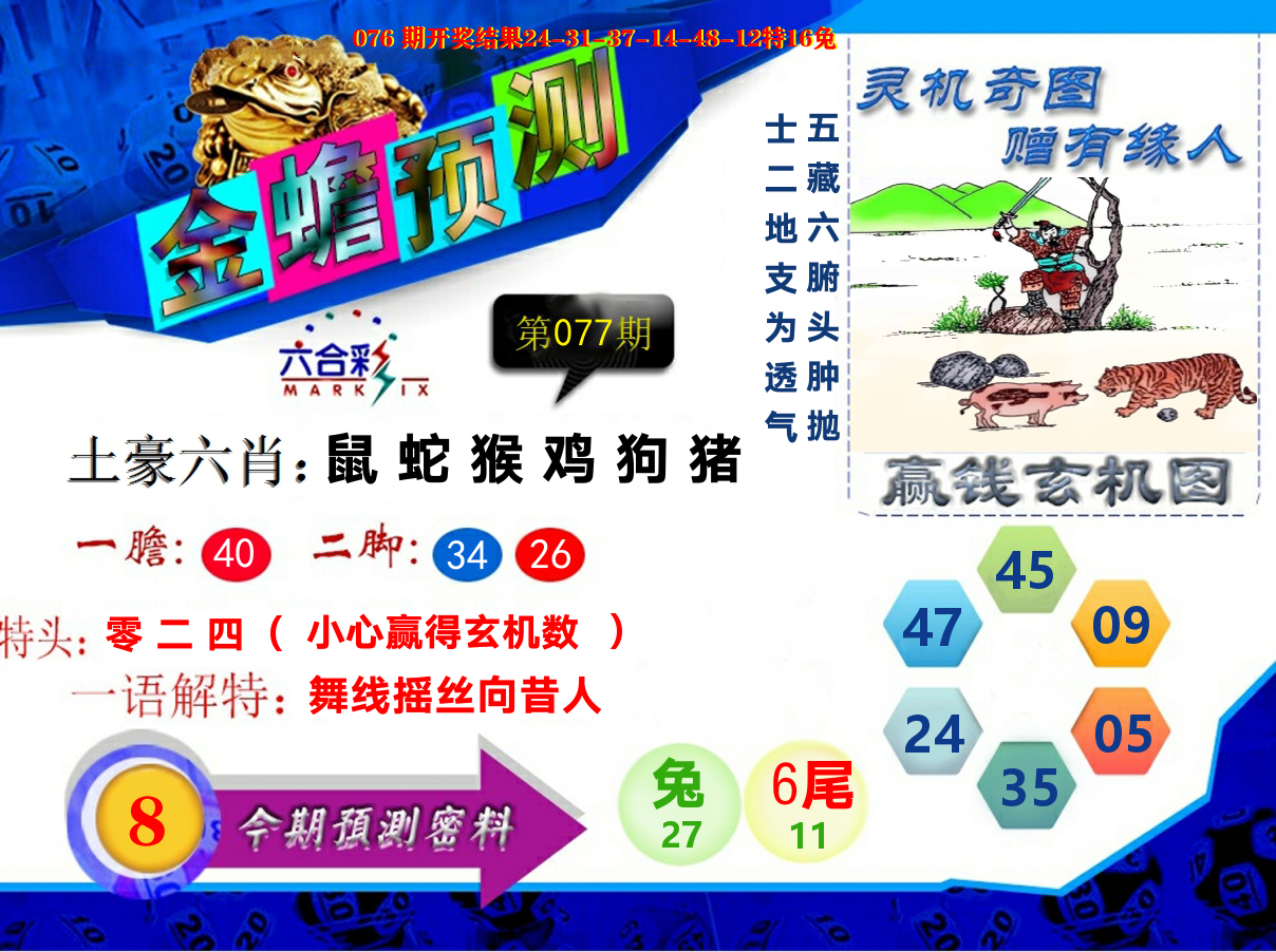 金蟾预测 第77期
