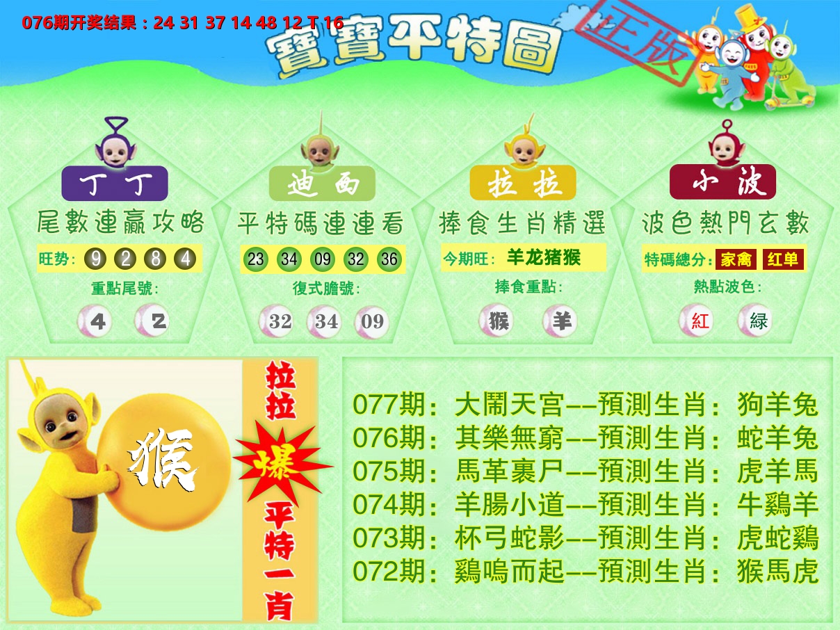 天线宝宝平特图 第77期