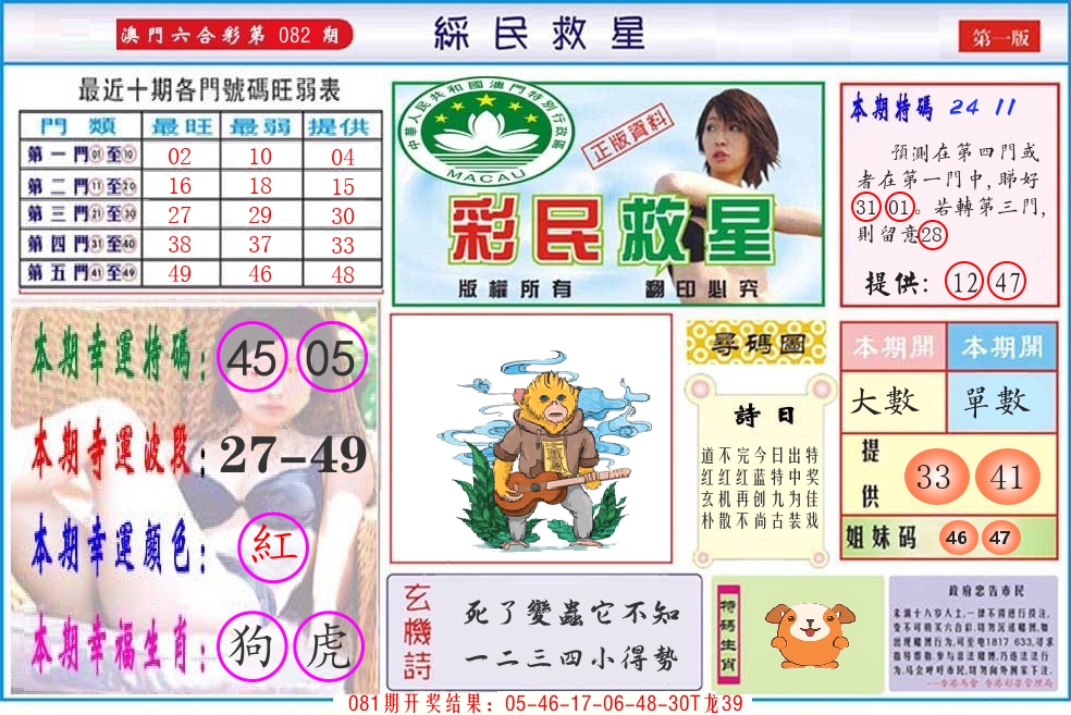 澳门彩民救星 第82期