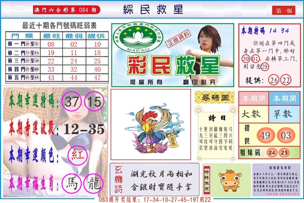 澳门彩民救星 第84期