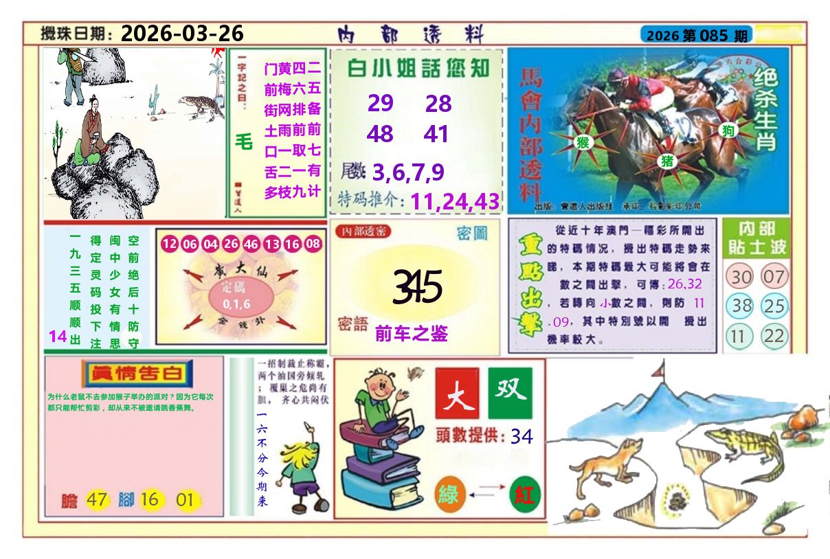 澳门内部透料A 第85期