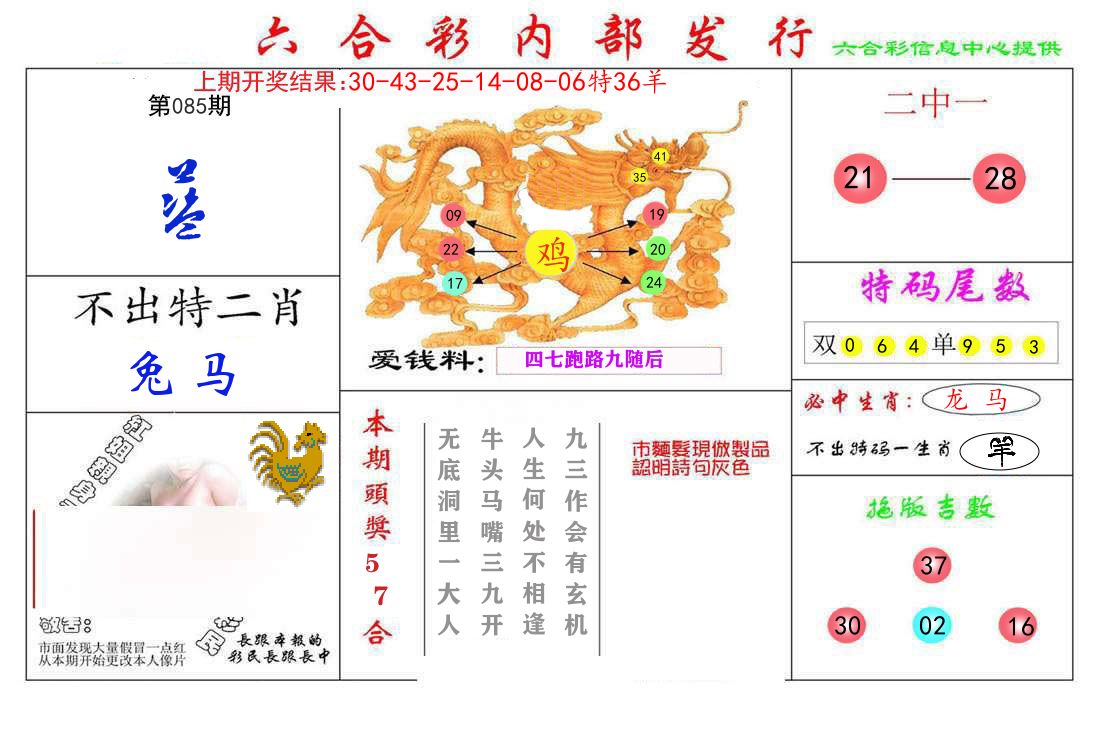 六合彩内部发行 第85期