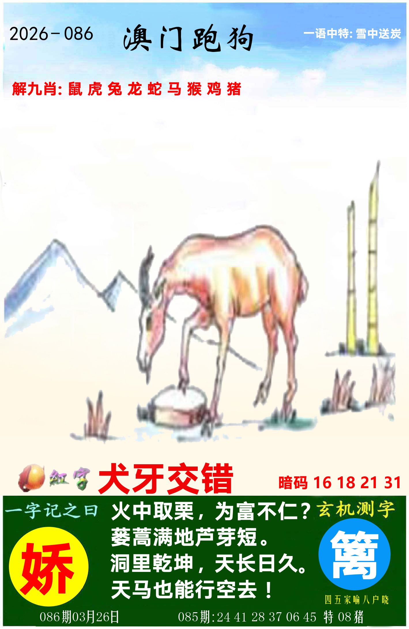 澳门跑狗图 第86期
