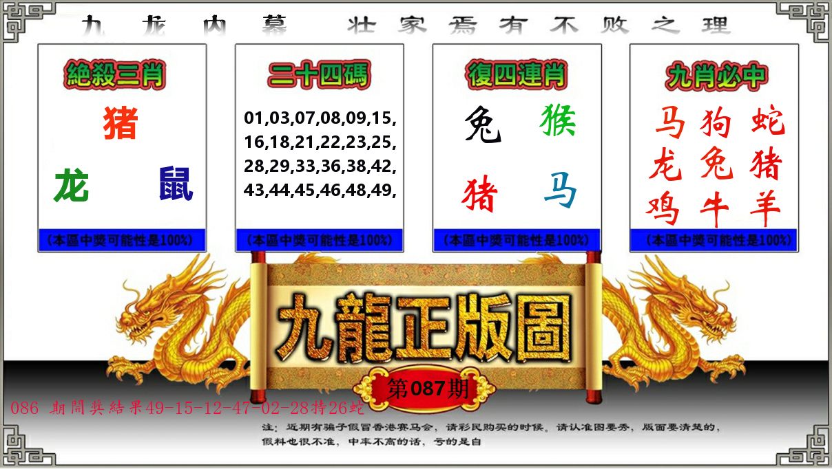 九龙正版图 第87期