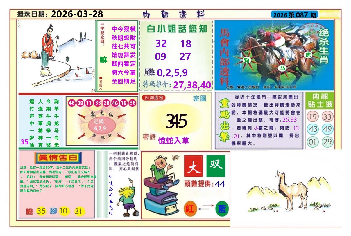 澳门内部透料A 第87期