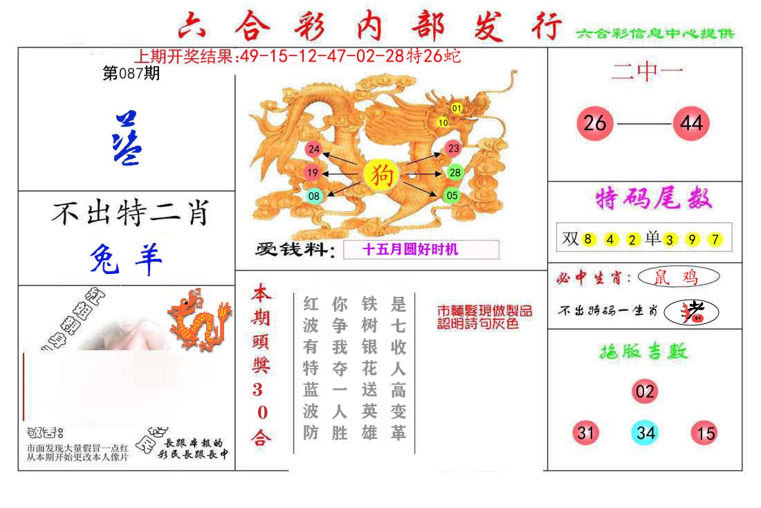 六合彩内部发行 第87期