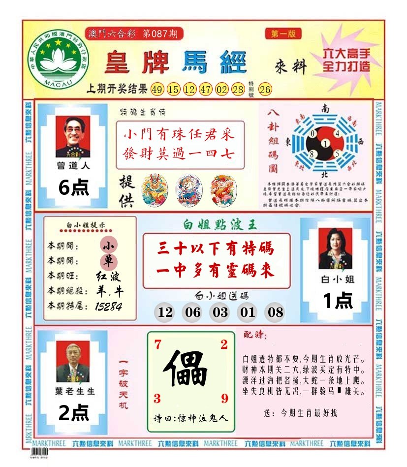 澳门皇牌马经 第87期