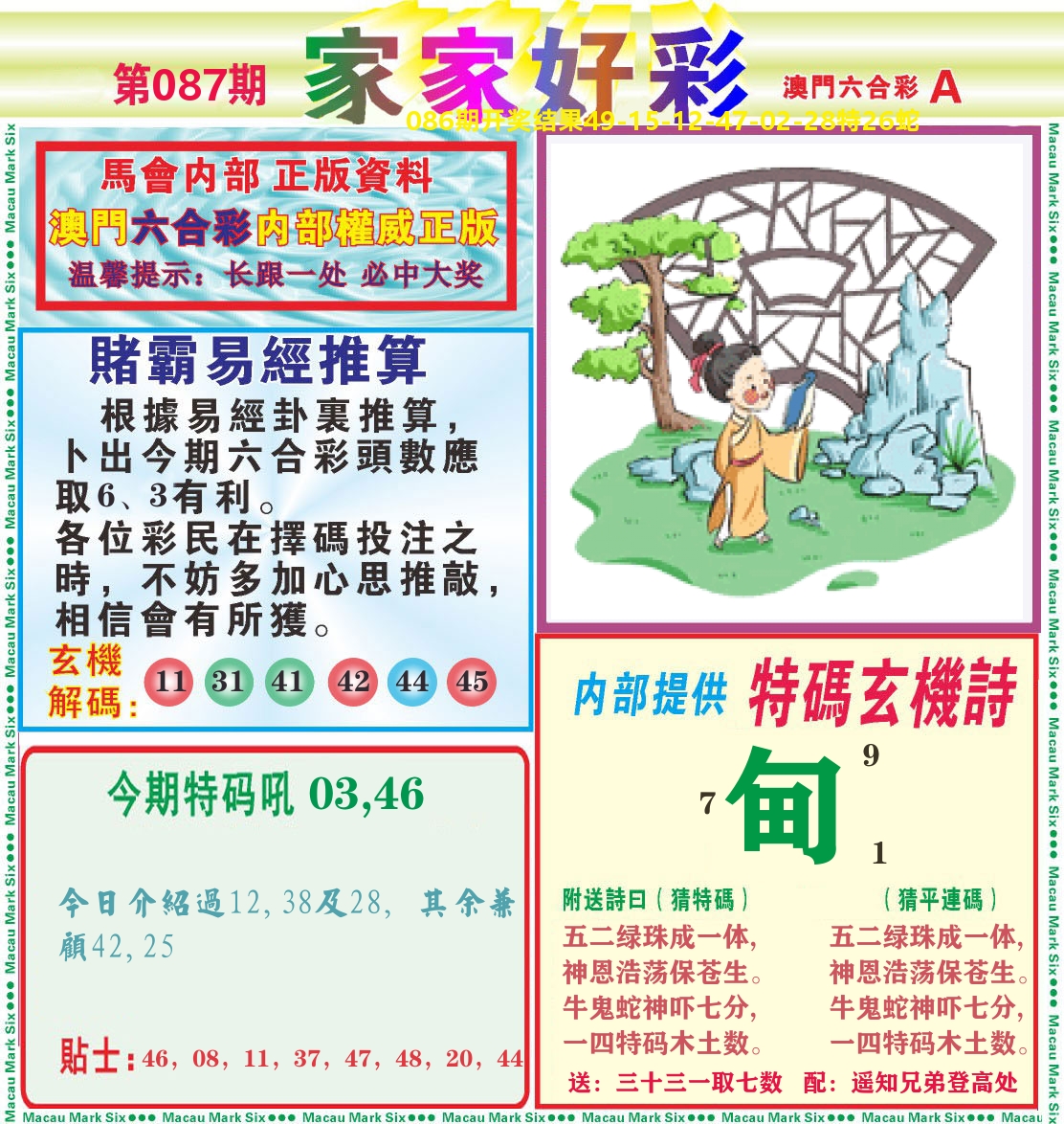 家家好彩A 第87期