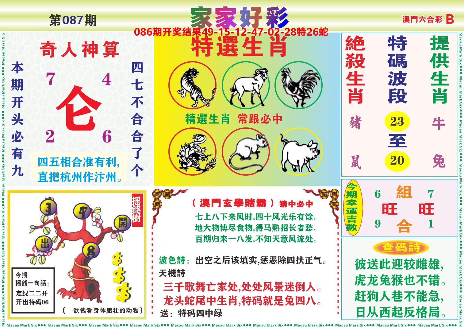 家家好彩B 第87期