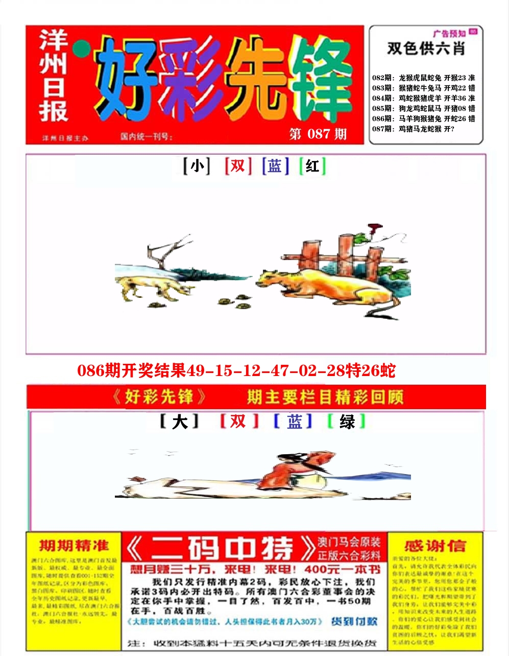 好彩先锋A 第87期