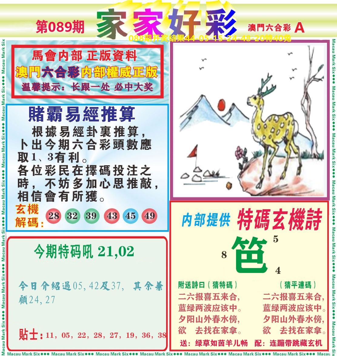 家家好彩A 第89期