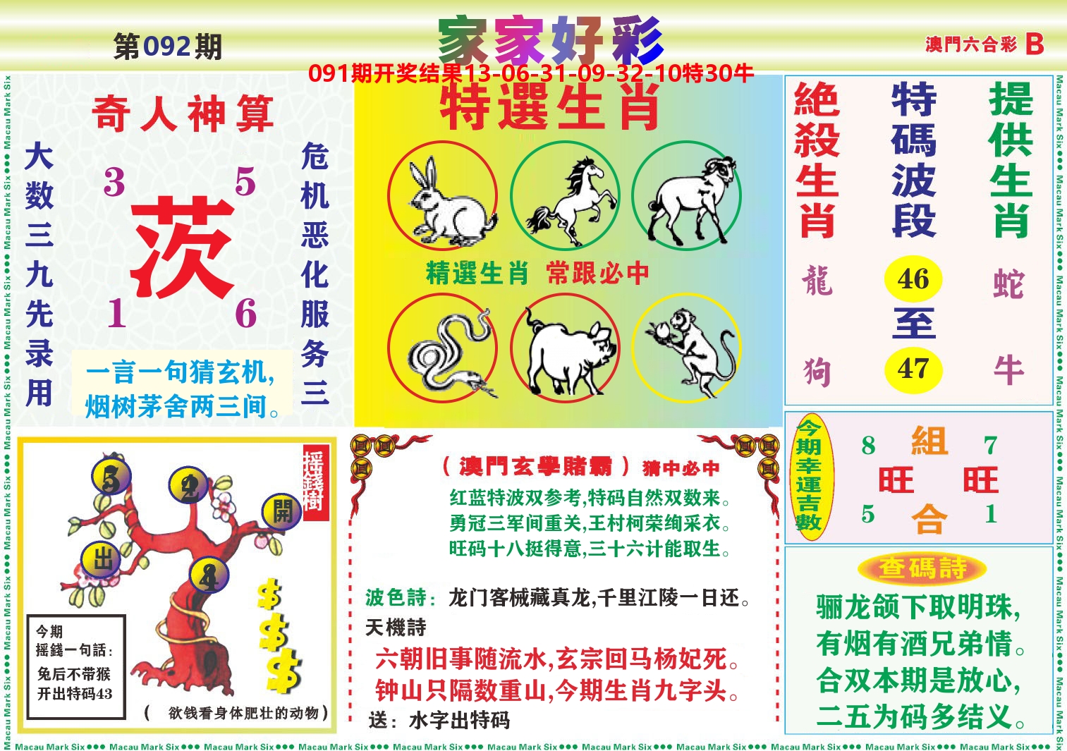 家家好彩B 第92期