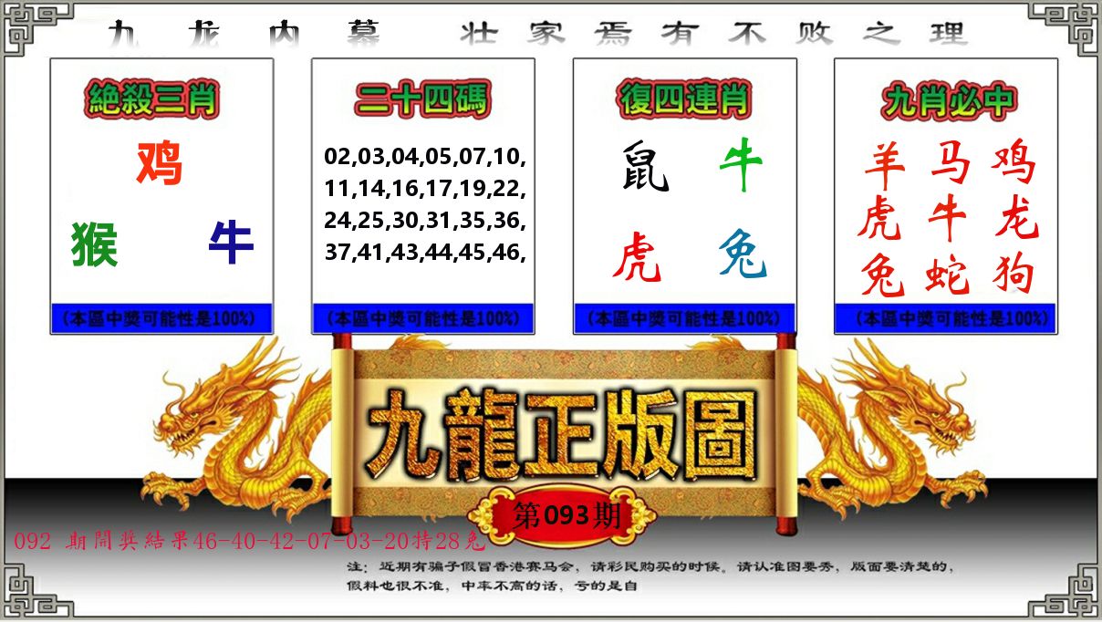 九龙正版图 第93期