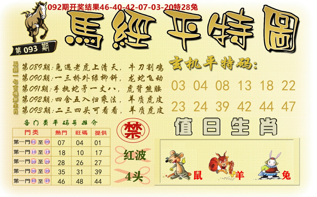 澳门平特图 第93期