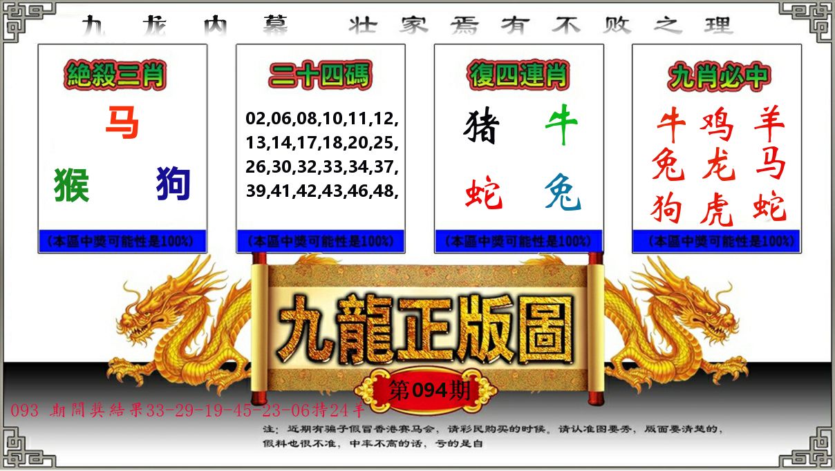 九龙正版图 第94期