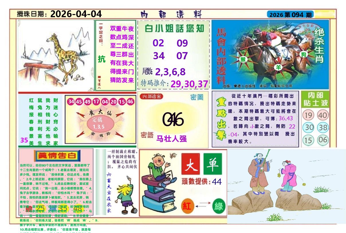 澳门内部透料A 第94期