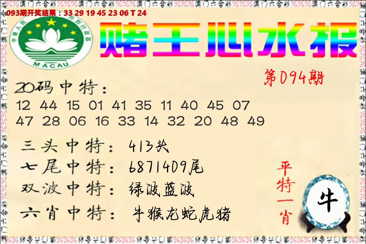 赌王心水报 第94期