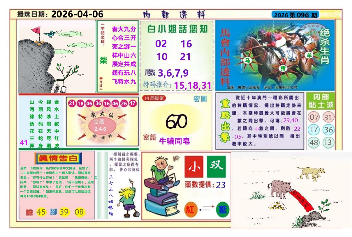 澳门内部透料A 第96期