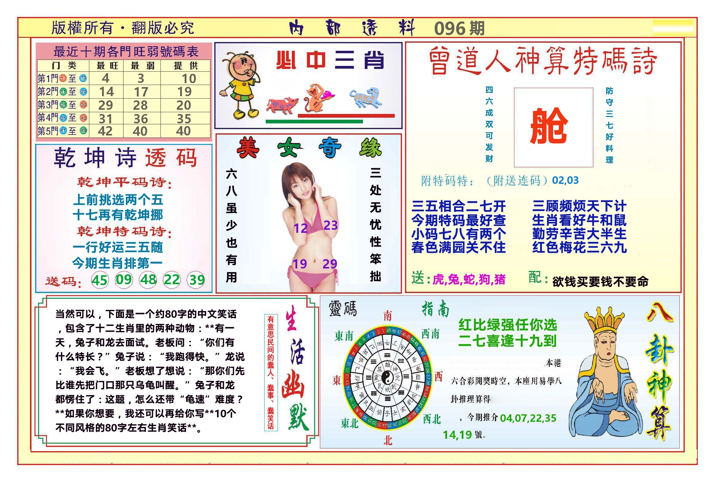 澳门内部透料B 第96期