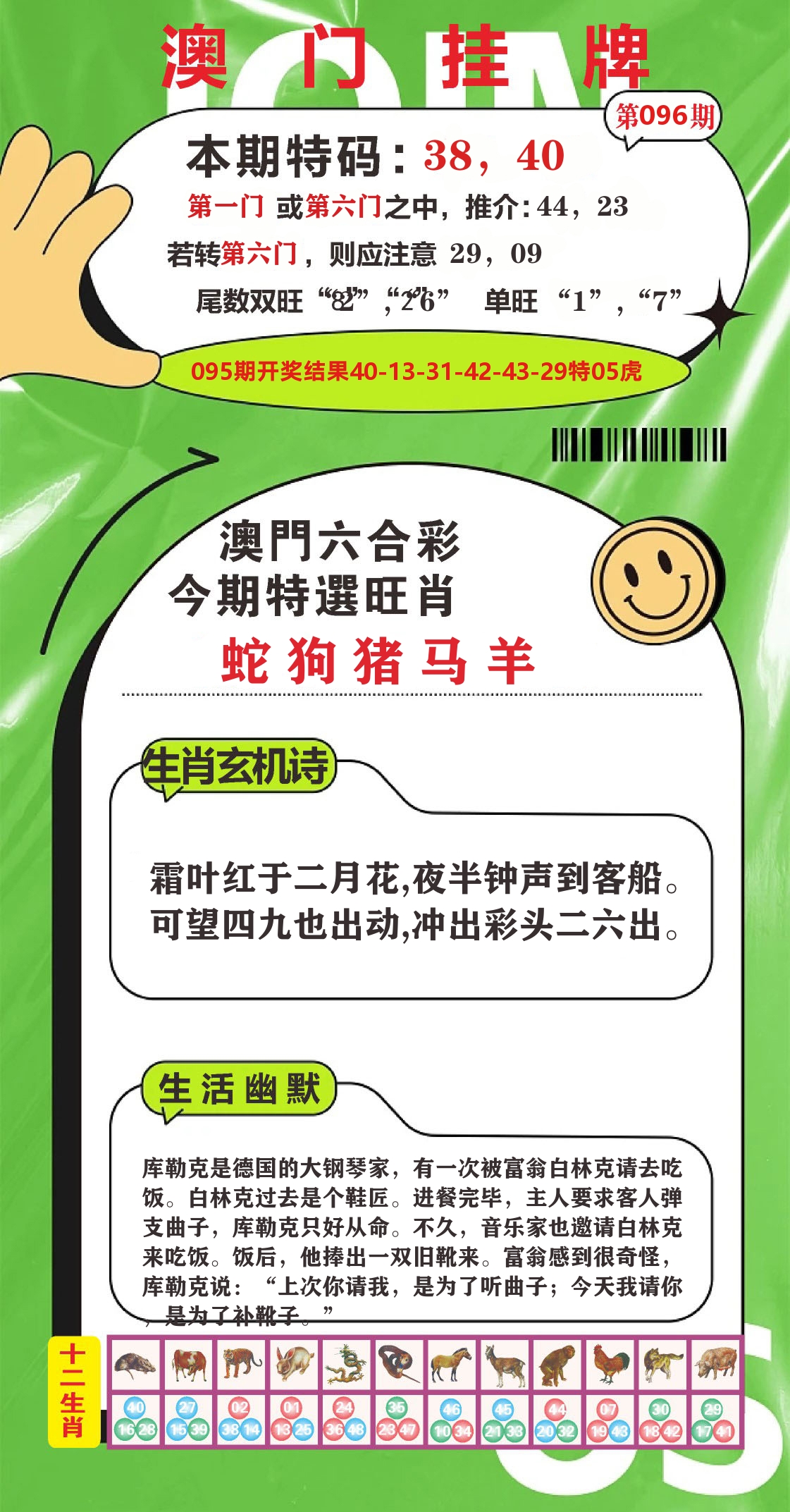 澳门赢天下B 第96期