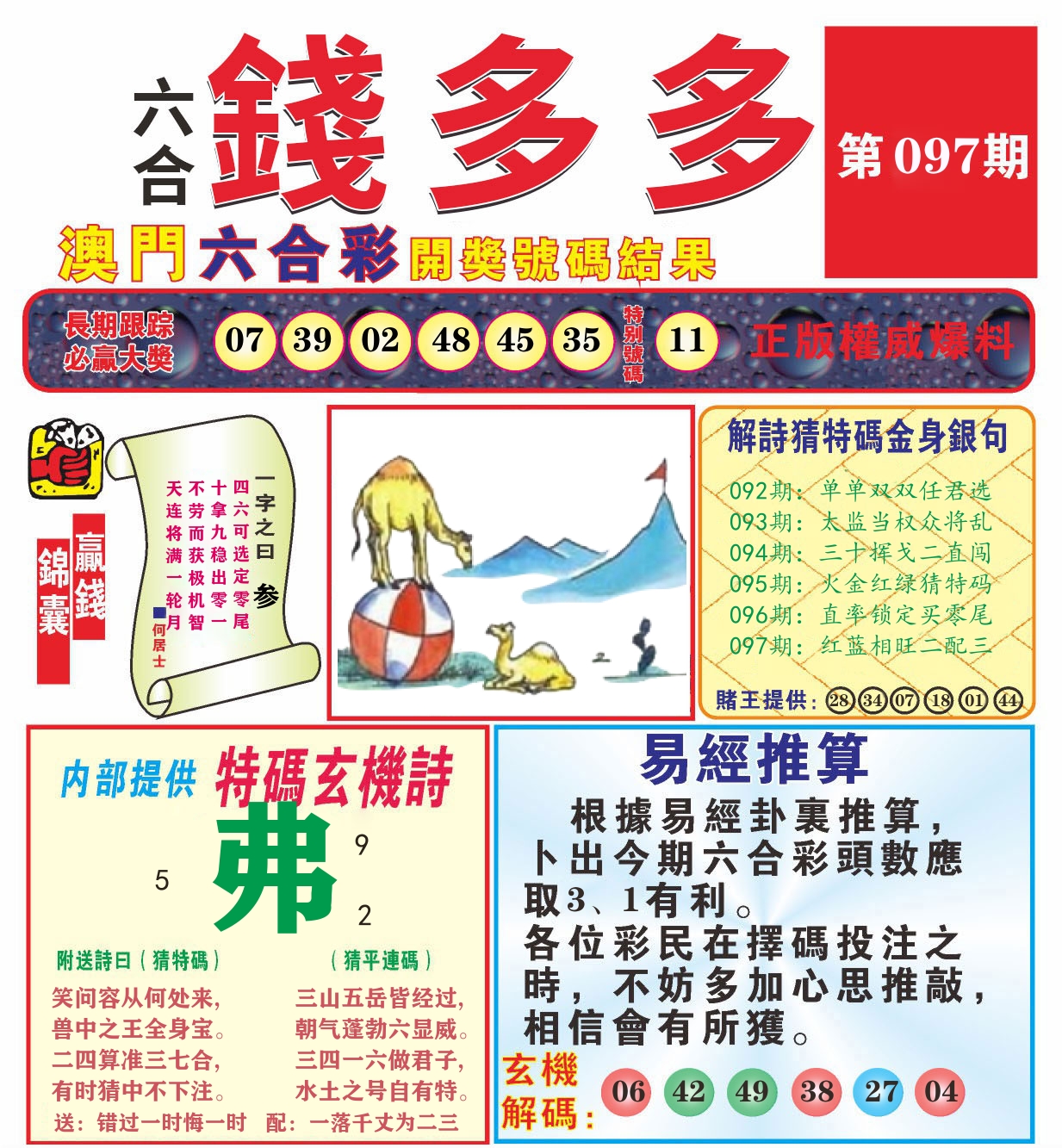 澳门钱多多B 第97期