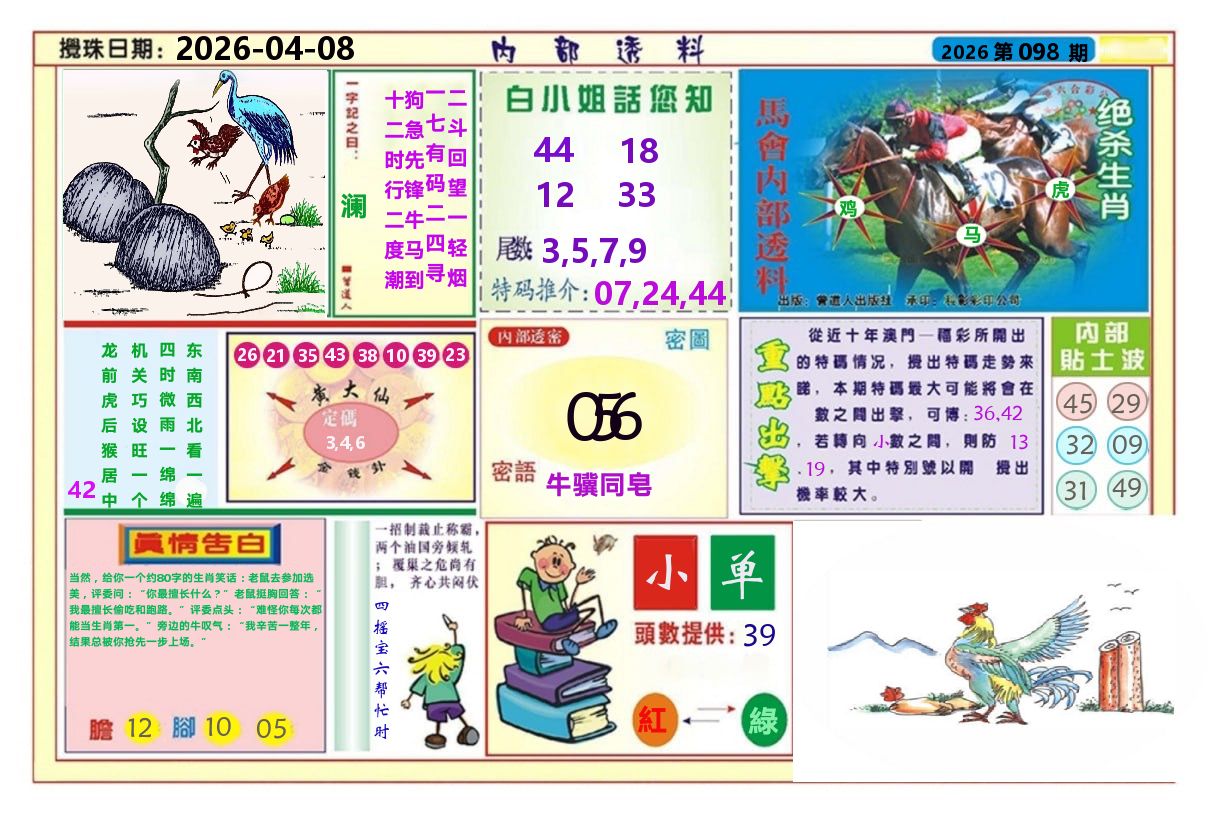 澳门内部透料A 第98期