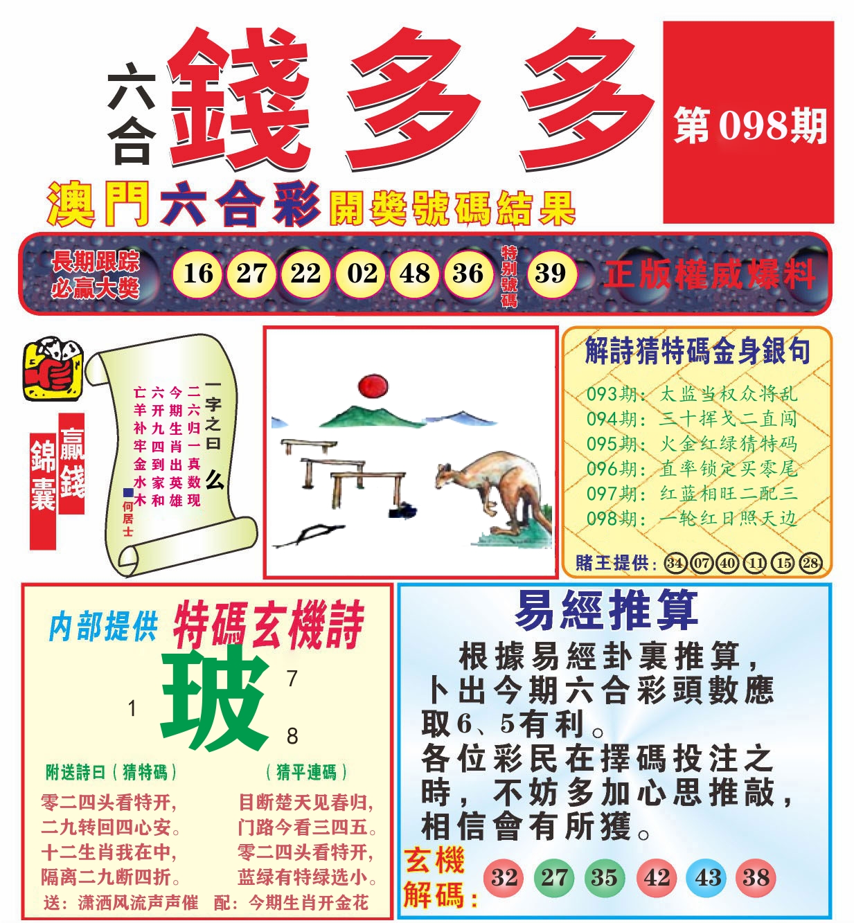 澳门钱多多B 第98期