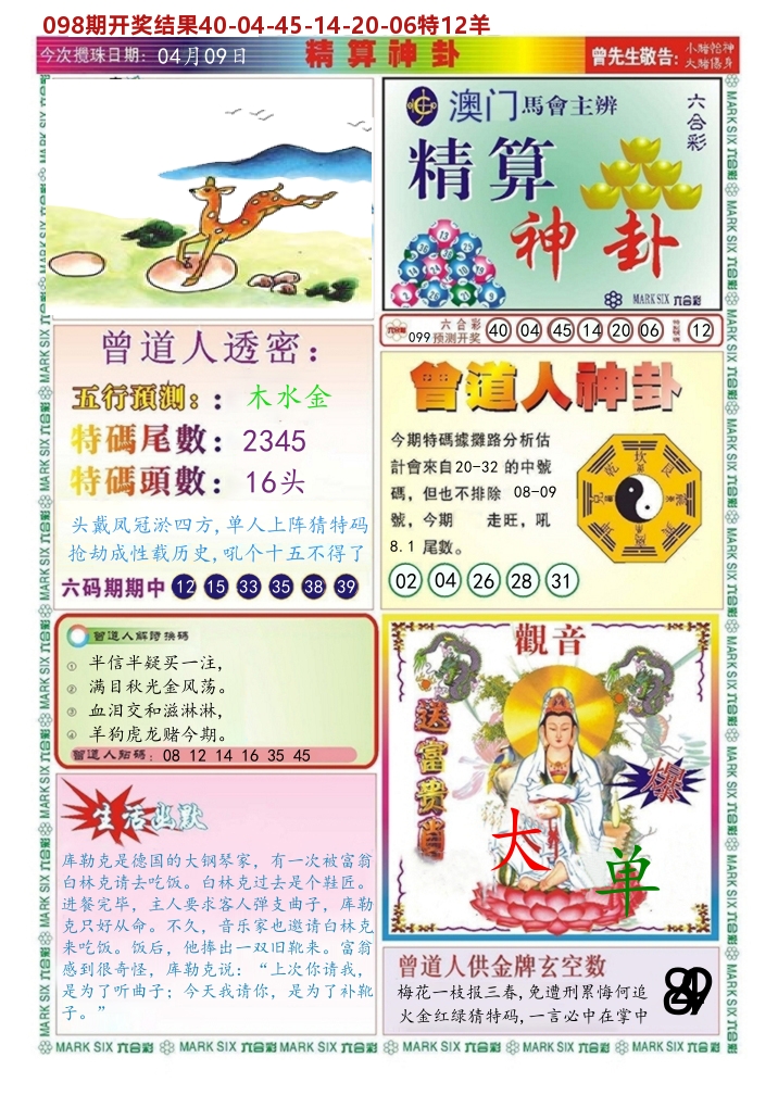 澳门精算神卦 第99期