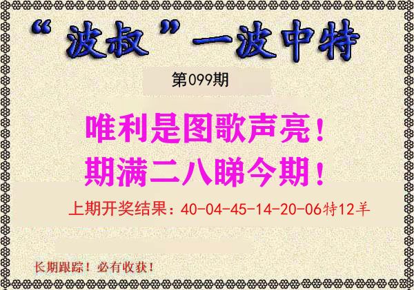 波叔中特 第99期