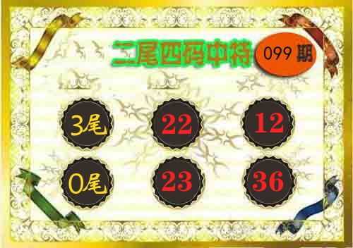 二尾四码中特 第99期