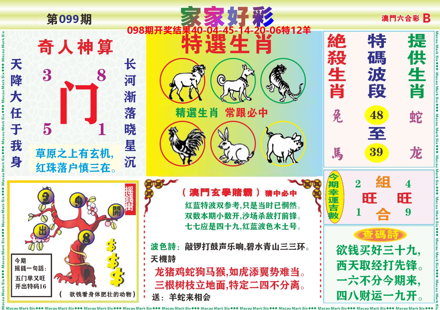 家家好彩B 第99期