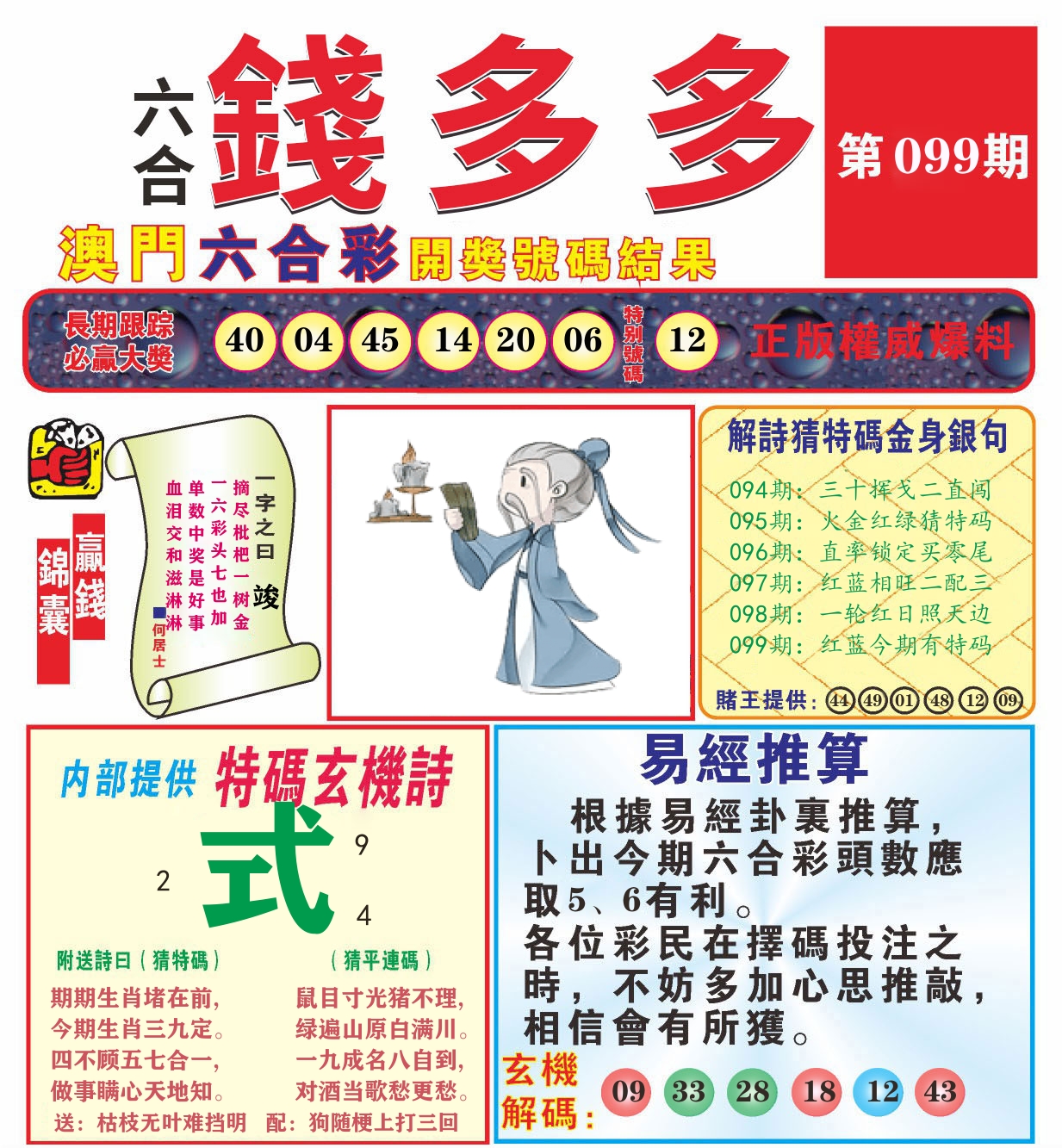 澳门钱多多B 第99期